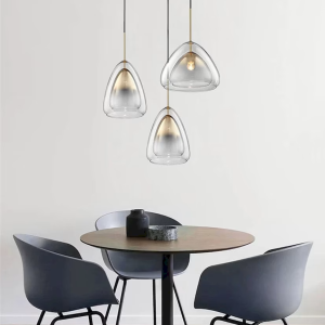 Glass & Brass Pendant Light, model HPL-000522