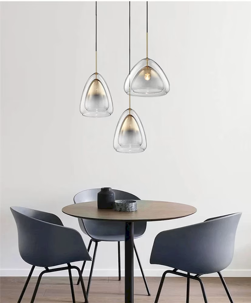 Glass & Brass Pendant Light, model HPL-000522