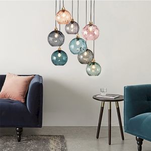 Glass & Brass Globe Pendant Light, model HPL-000526