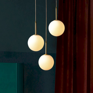Glass & Brass Globe Pendant Light, model HPL-000530