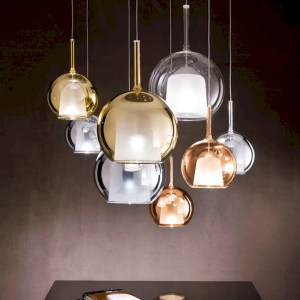 Glass & Brass Globe Pendant Light, model HPL-000532