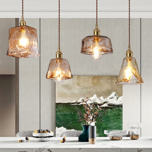 Glass & Brass Pendant Light, model HPL-000533