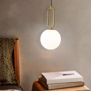 Brass & Glass Ring Globe Pendant Light, model HPL-000534