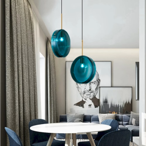 Glass & Brass Disc Pendant Light, model HPL-000538