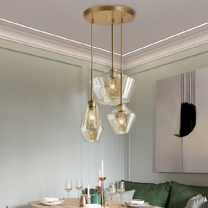 Crystal & Glass Faceted Pendant Light, model HPL-000542