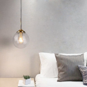 Brass & Glass Globe Pendant Light, model HPL-000544