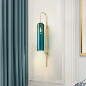 Glass & Brass Cylinder Wall Sconce, model HPL-000545