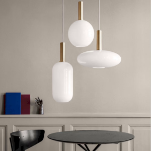 Glass & Brass Sphere Disc Pendant Light, model HPL-000546