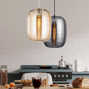 Glass Ribbed Pendant Light, model HPL-000547