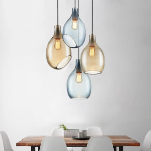 Glass Teardrop Pendant Light, model HPL-000551