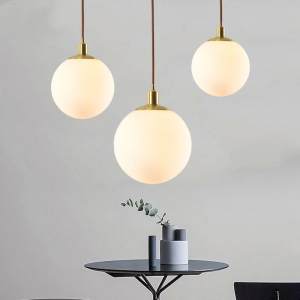 Brass & Glass Globe Pendant Light, model HPL-000553