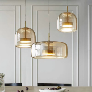 Glass & Brass Dome Pendant Light, model HPL-000556