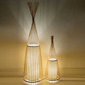 Rattan & Bamboo Floor Lamp, model HPL-000722