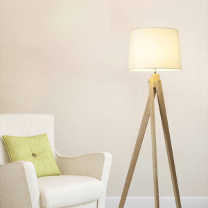 Wood & Fabric Floor Lamp, model HPL-000803