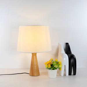 Wood & Fabric Cone Table Lamp, model HPL-000808