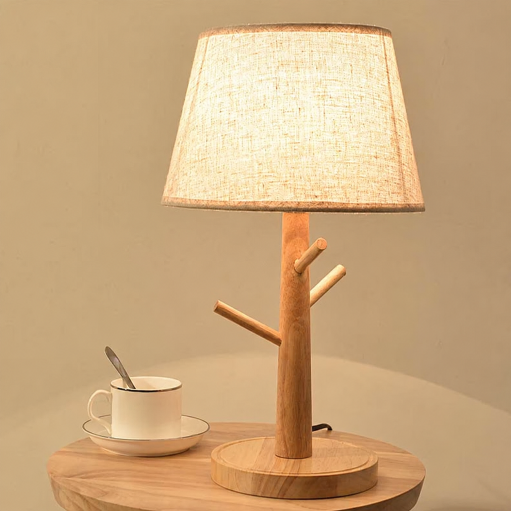 Fabric & Wood Branch Table Lamp, model HPL-000811