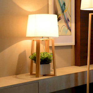 Wood & Fabric Table Lamp, model HPL-000813