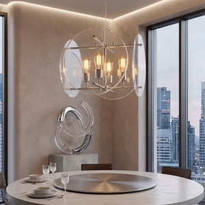 Acrylic Globe Disc Chandelier, model HPL-000846