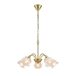 Brass & Glass Chandelier, model HPL-000866