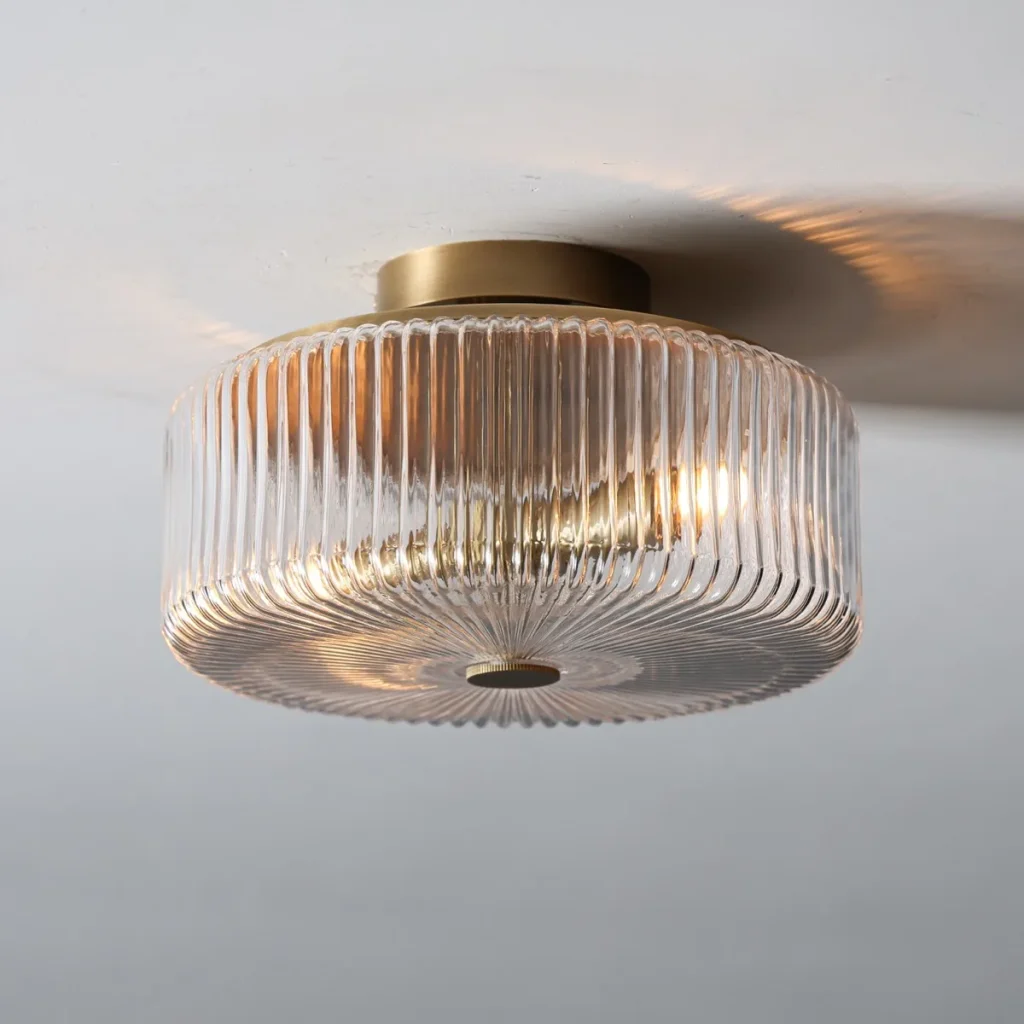 Glass Ribbed Faceted Ceiling Light, model HPL-000869