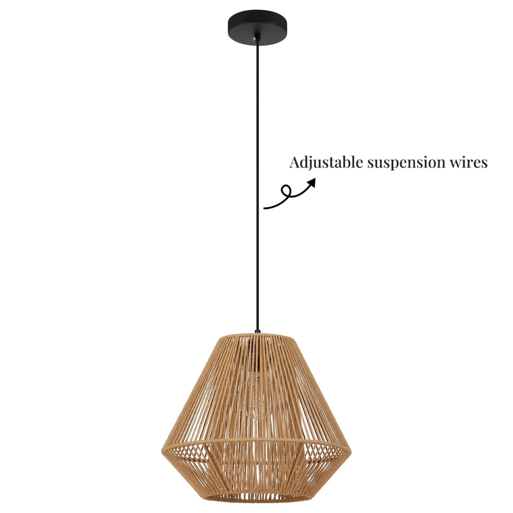 Fabric & Rope Pendant Light, model HPL-000905