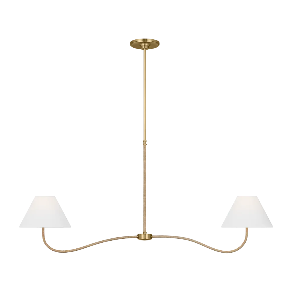 Rattan & Fabric Linear Chandelier, model HPL-000912