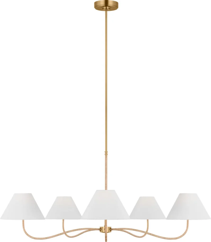 Rattan & Fabric Chandelier, model HPL-000913
