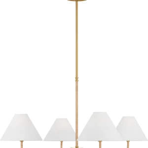 Rattan & Fabric Chandelier, model HPL-000914