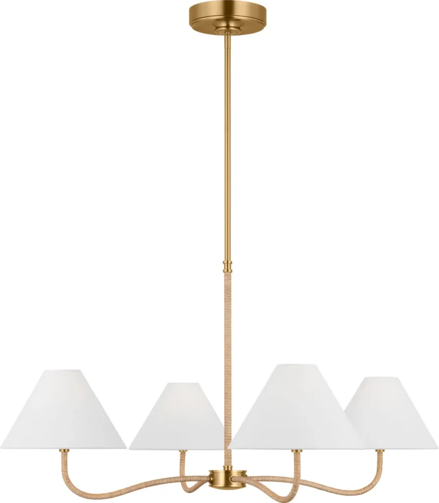 Rattan & Fabric Chandelier, model HPL-000914