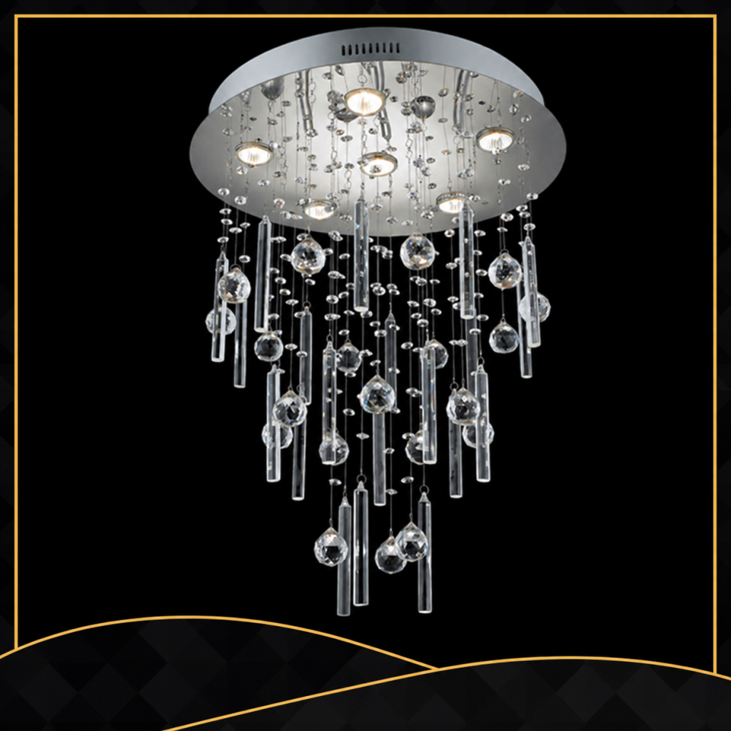 Glass & Crystal Ceiling Light, model HPL-000932