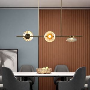 Three-Light Linear Glass Pendant Light, model HPL-000937