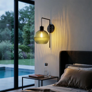 Glass Ribbed Wall Sconce, model HPL-000946, representative configuration HPL-000946-01