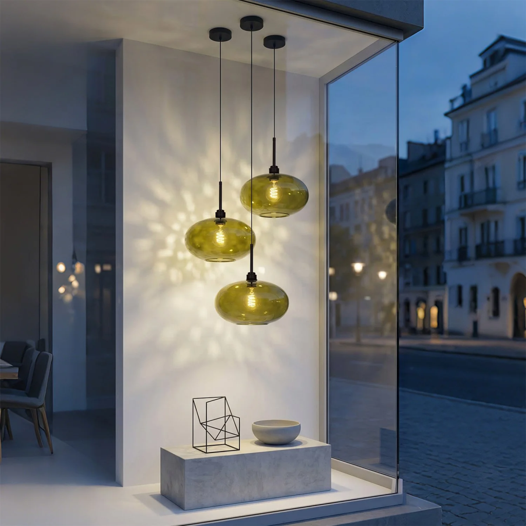 Glass Pendant Light, model HPL-000947, representative configuration HPL-000947-01
