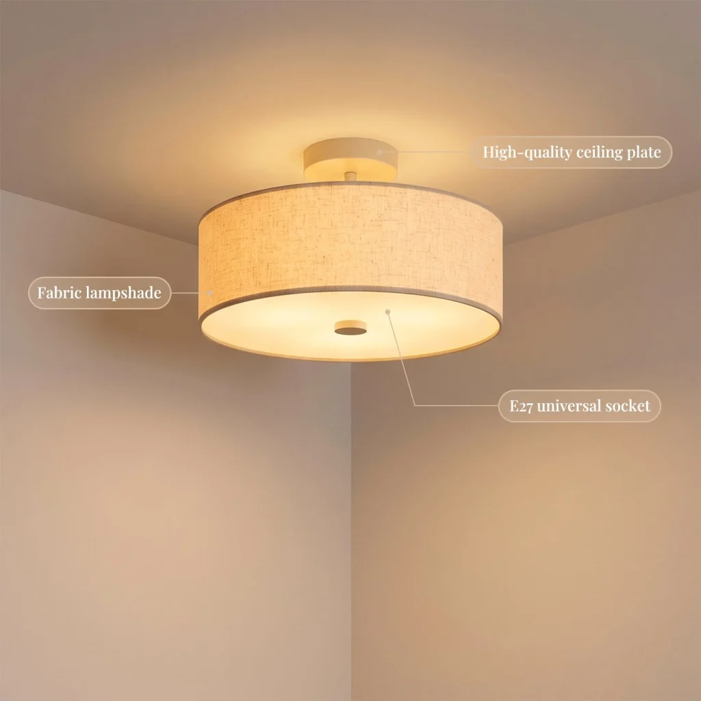 Single fabric drum ceiling light, model HPL-000956