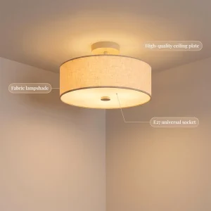 Single fabric drum ceiling light, model HPL-000956
