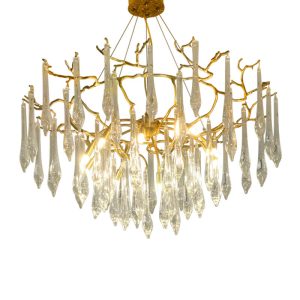 Brass & Glass Chandelier, representative model image, model HPL-001037