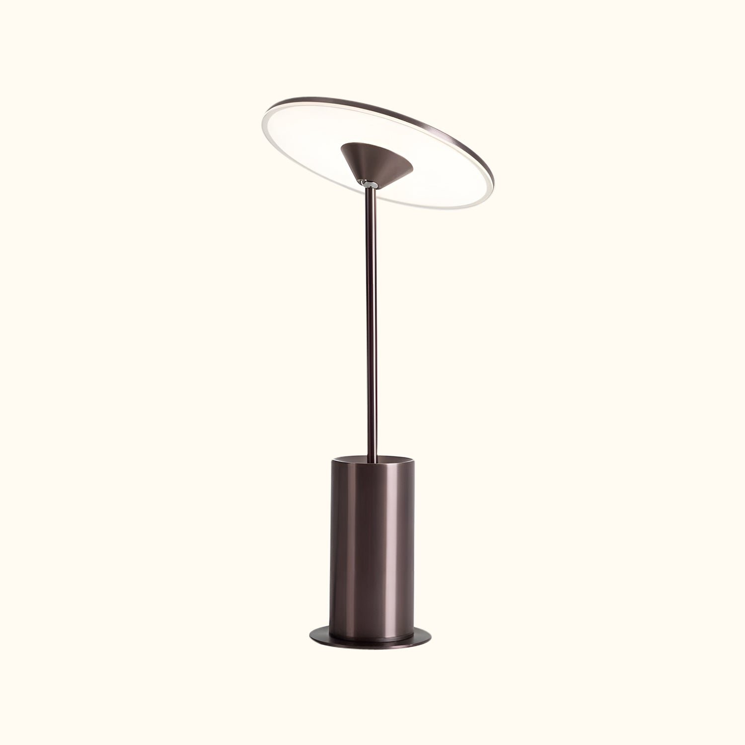 HPL-001444 optical-acrylic LED disc on an aluminum table-lamp structure